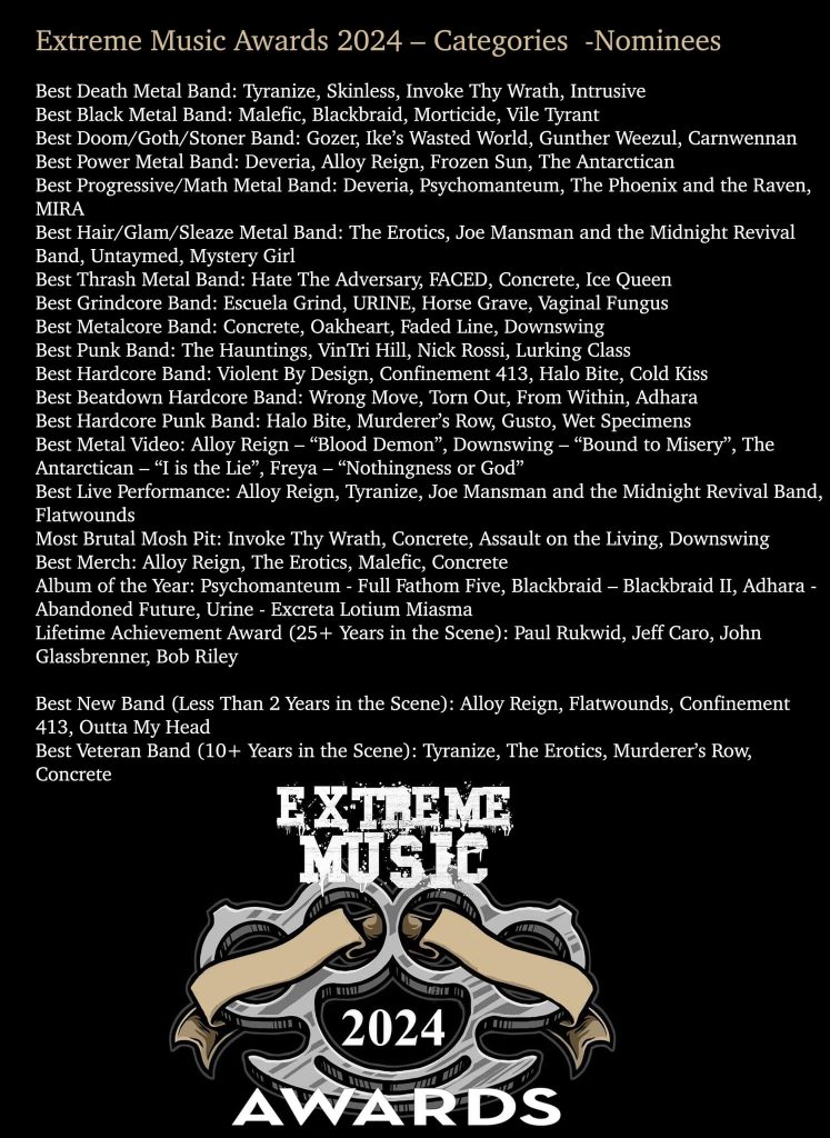 Nominees - 2024 Extreme Music Awards